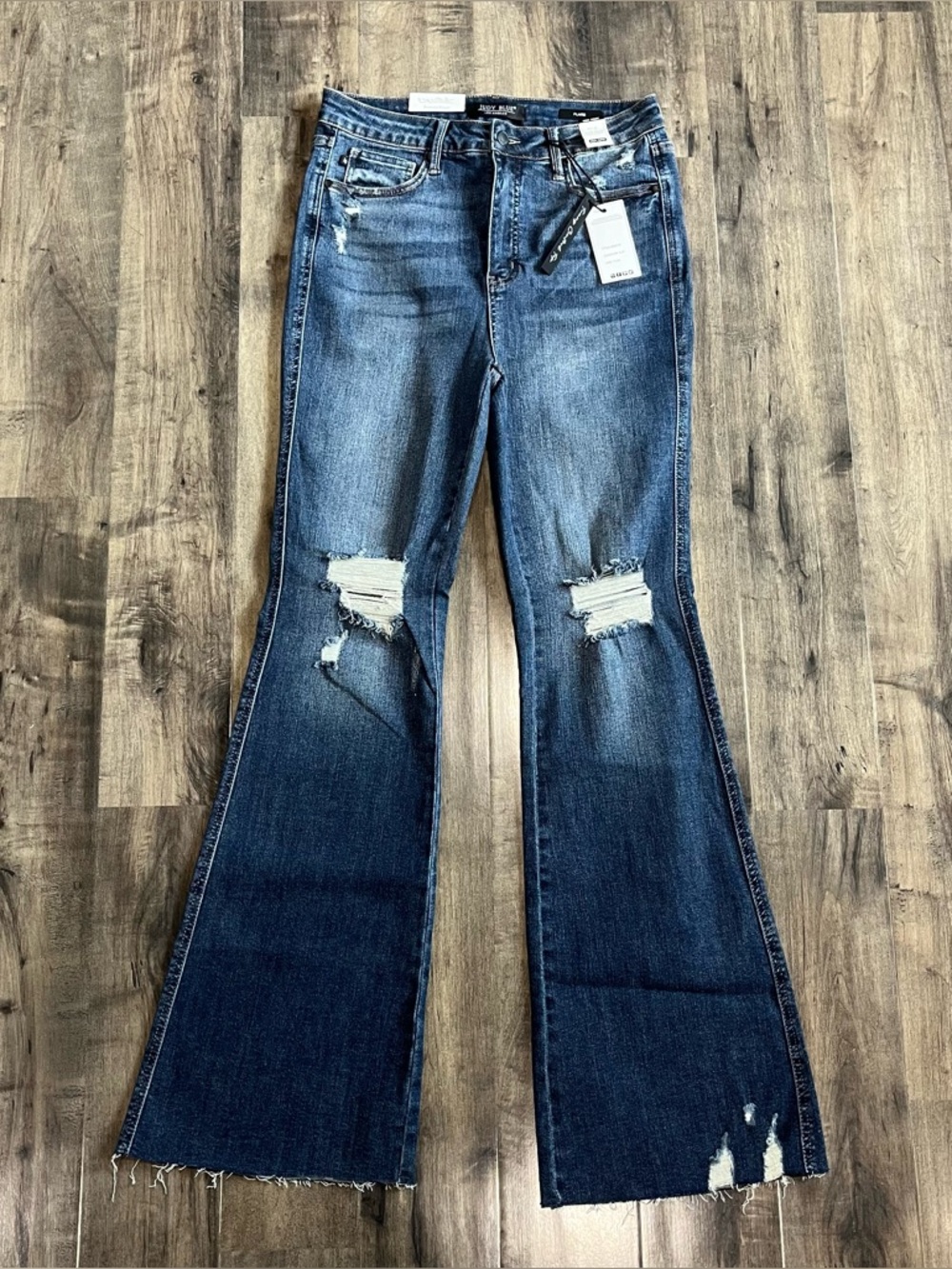 NEW Judy Blue Jeans 11/30 High Waist Flare Dark Wash Stretch Denim Boho Festival